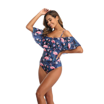 Women One Piece Swimsuits Tummy Control Bathing Suit Ruffle Off Shoulder Swimwear