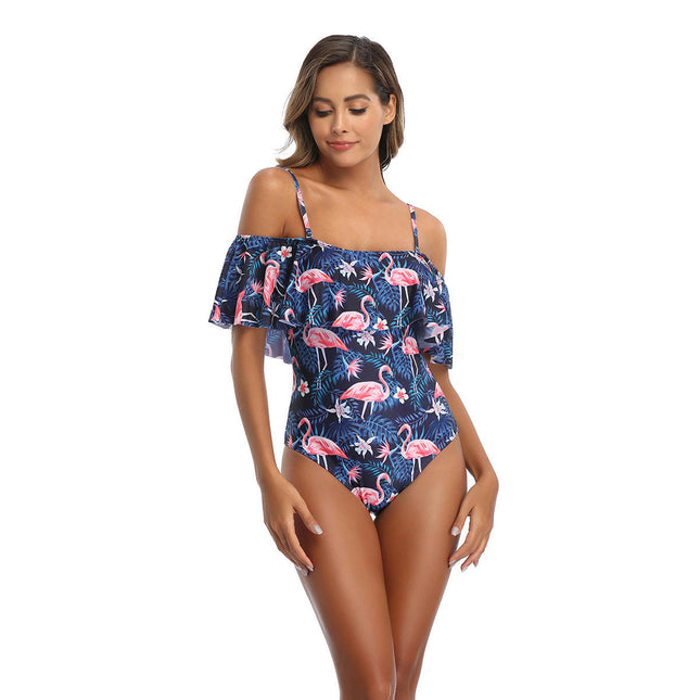 Women One Piece Swimsuits Tummy Control Bathing Suit Ruffle Off Shoulder Swimwear