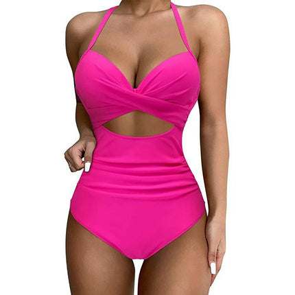 Womens Cutout Bathing Suit Tummy Control One Piece Swimsuit V Neck Ruched Swimwear