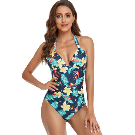 Women's One Piece Swimsuit Halter Ruched Bathing Suits Slimming Tummy Control Swimwear