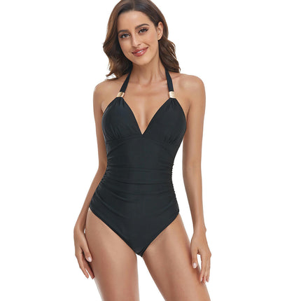 Women's One Piece Swimsuit Halter Ruched Bathing Suits Slimming Tummy Control Swimwear