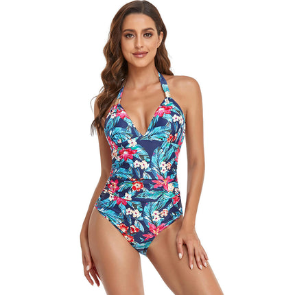 Women's One Piece Swimsuit Halter Ruched Bathing Suits Slimming Tummy Control Swimwear