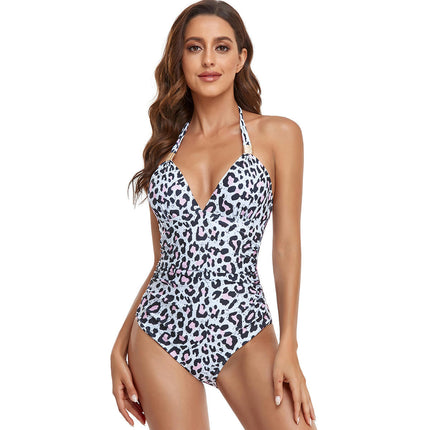 Women's One Piece Swimsuit Halter Ruched Bathing Suits Slimming Tummy Control Swimwear