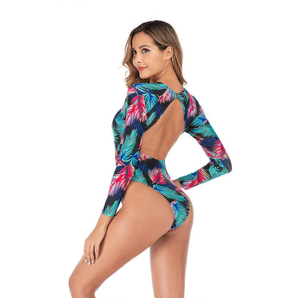 Women Rash Guard Long Sleeve Swimsuit Surfing Bathing Suit One Piece Swimsuit