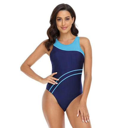 Women's One Piece Swimsuit Athletic Racerback Sleeveless Bathing Suit