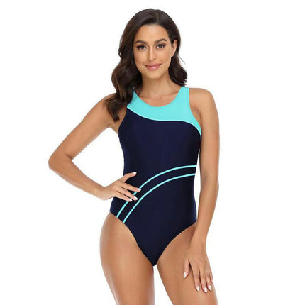 Women's One Piece Swimsuit Athletic Racerback Sleeveless Bathing Suit