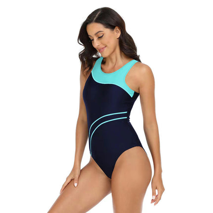 Women's One Piece Swimsuit Athletic Racerback Sleeveless Bathing Suit