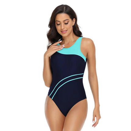 Women's One Piece Swimsuit Athletic Racerback Sleeveless Bathing Suit