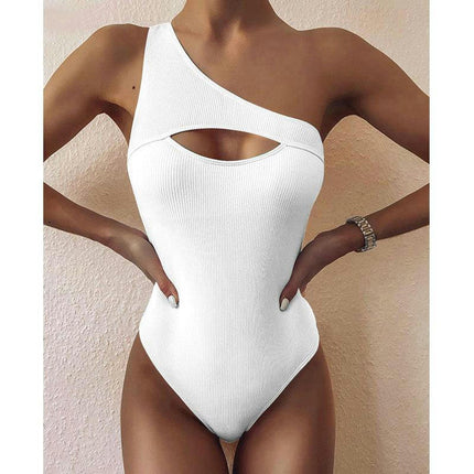 Women's One Shoulder One Piece Swimsuit Tummy Control Cutout Bathing Suits