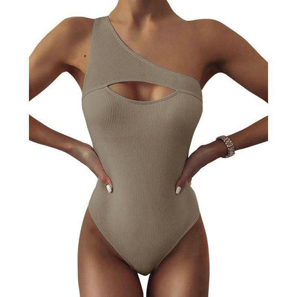 Women's One Shoulder One Piece Swimsuit Tummy Control Cutout Bathing Suits