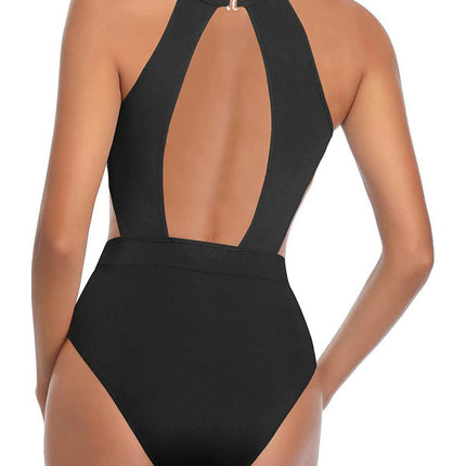 Women Tummy Control One Piece Swimsuit Sexy Cutout High Neck Bathing Suit