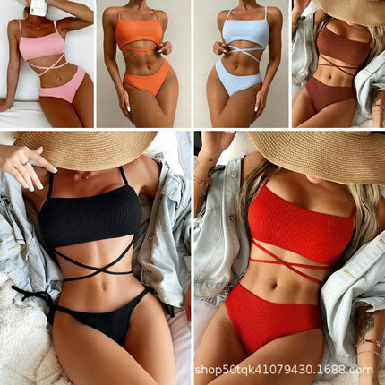 High Waisted Bikini Set for Women Two Piece Cheeky High Cut Swimsuit Bathing Suit