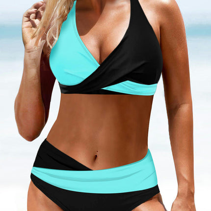 Women's Halter Bikini Sets Two Piece Swimsuit High Waisted V Neck Bathing Suit