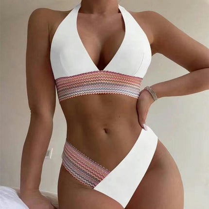 2 Piece Bikini Sets for Women Sexy Halter Bathing Suit V Cut High Waisted Thong Swimsuits