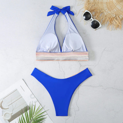 2 Piece Bikini Sets for Women Sexy Halter Bathing Suit V Cut High Waisted Thong Swimsuits