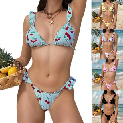 Women's 2 Pieces Bikini Set High Cut Swimsuit V Neck Bathing Suit