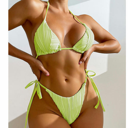 Women's Triangle Bikini Sets Two Piece Halter Swimsuit Tie Side Cheeky Bathing Suits