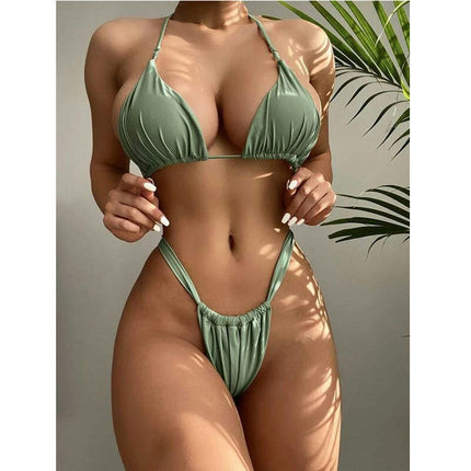 Sexy 2 Piece Bikinis for Women Halter Swimsuits High Cut Triangle Bathing Suit