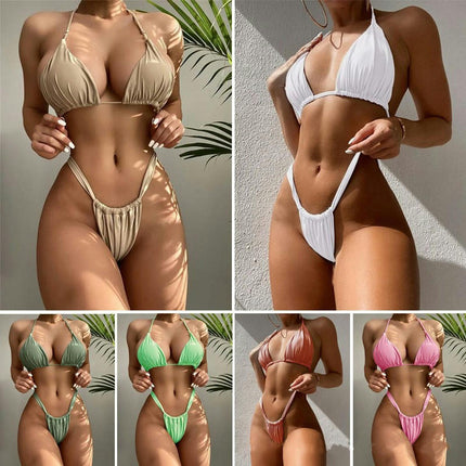 Sexy 2 Piece Bikinis for Women Halter Swimsuits High Cut Triangle Bathing Suit