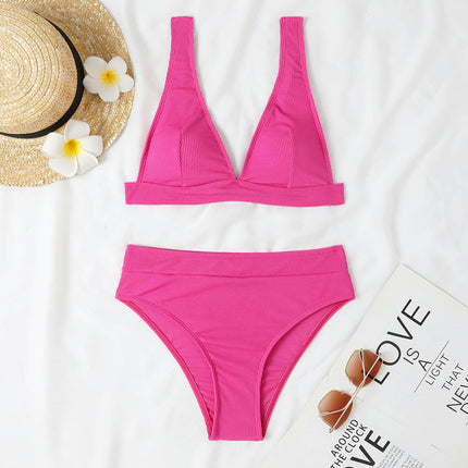 V Neck Bikini Sets for Women Two Piece Swimsuits Sexy Triangle Cheeky Bathing Suit