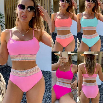 Women High Waisted Bikini Sets Two Piece Tummy Control Swimsuit Scoop Neck Bathing Suit