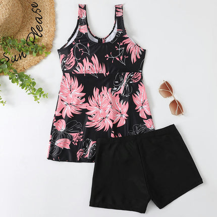 Womens Tankini Swimsuits Flowy Swimdress Two Piece Bathing Suits with Boyshorts