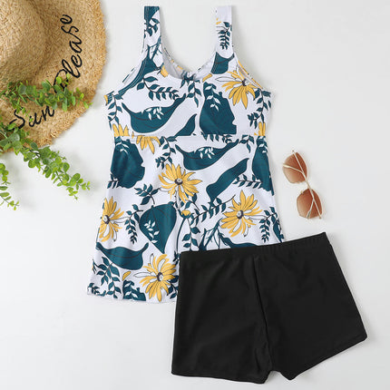 Womens Tankini Swimsuits Flowy Swimdress Two Piece Bathing Suits with Boyshorts