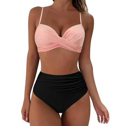 Women Two Piece High Waisted Bikini Set Tummy Control Bathing Suit Full Coverage Swimsuit