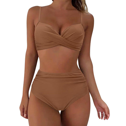 Women Two Piece High Waisted Bikini Set Tummy Control Bathing Suit Full Coverage Swimsuit