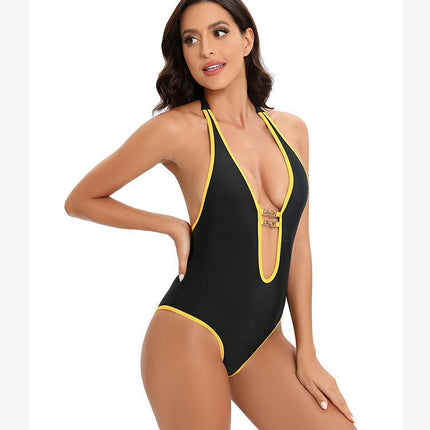 Women Sexy One Piece Swimsuits Deep V Neck Cutout Tummy Control Bathing Suits