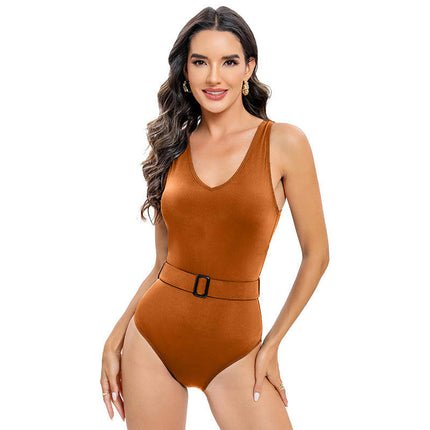 Women's One Piece Swimsuits Tummy Control Bathing Suits V Neck Slimming Swimwear