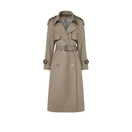 Women's Casual Long Double-Breasted Breasted Lined Trench Coat with Belt