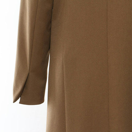 Women's Extra Long V-Neck Suit Coat Irregular Structure Long Trench Coat