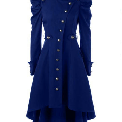 Gothic Vintage Womens Steampunk Victorian Swallow Tail Long Trench Coat Jacket