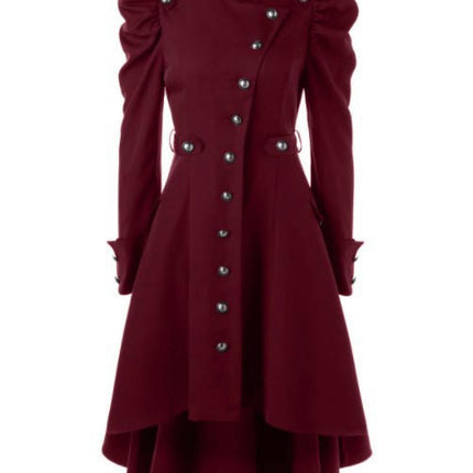 Gothic Vintage Womens Steampunk Victorian Swallow Tail Long Trench Coat Jacket