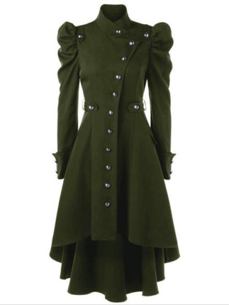 Gothic Vintage Womens Steampunk Victorian Swallow Tail Long Trench Coat Jacket