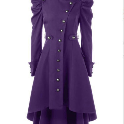 Gothic Vintage Womens Steampunk Victorian Swallow Tail Long Trench Coat Jacket