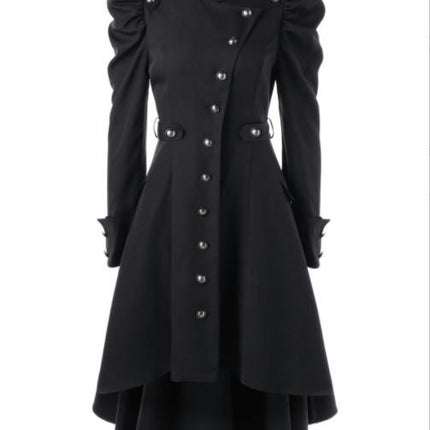 Gothic Vintage Womens Steampunk Victorian Swallow Tail Long Trench Coat Jacket