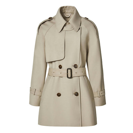 Women's Short Trench Coat Loose Double Breasted Trench Coat Jacket with Belt