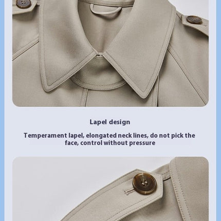 Women's Short Trench Coat Loose Double Breasted Trench Coat Jacket with Belt