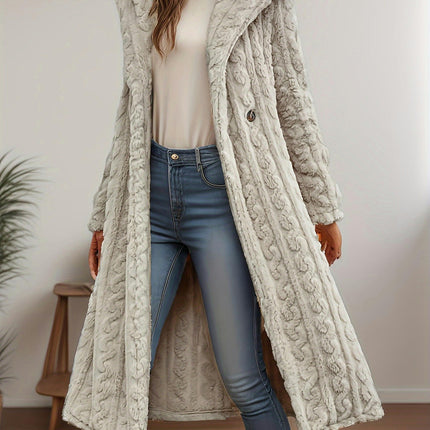 Women's Winter Hooded Faux Fur Jacket Fashion Front Open Long Plush Coat Outerwear