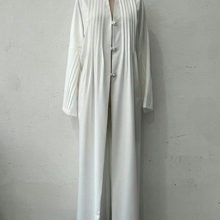 Women's Fashion Simple Long Top Loose Pleated Button Cardigan Jacket