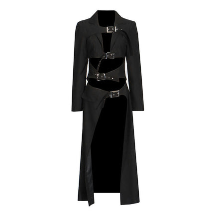 Women's Irregular Coat - Sexy Hot Girl Hollow Belt Long Trench Coat