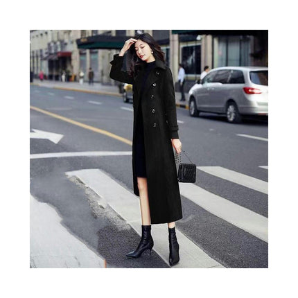 Women's Winter Woolen Coat Thick Woolen Coat Extra Long Over Knee Coat