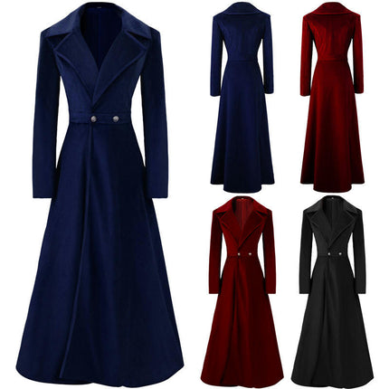 Autumn and Winter Windbreaker Women's Long Over-Knee to Ankle Slim Women's Velvet Coat Outerwear