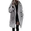 Women Long Sherpa Coat - Fuzzy Faux Fur Trench Jackets Winter Fleece Button Cardigan With Pockets