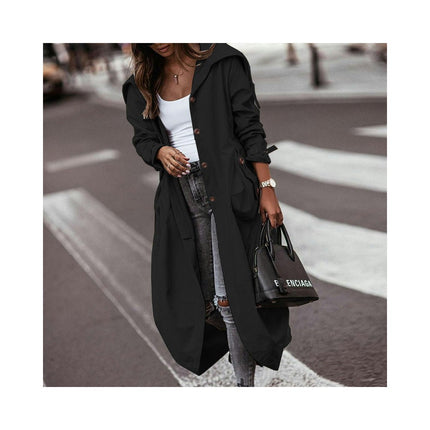 Autumn and Winter Loose Casual Large Lapel Single-Breasted Long Trench Coat Women