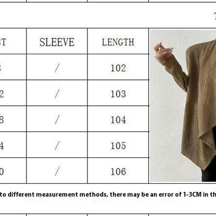 Women's Solid Color Pleated Cardigan Casual Loose Long Sleeve Irregular Hem Cardigan