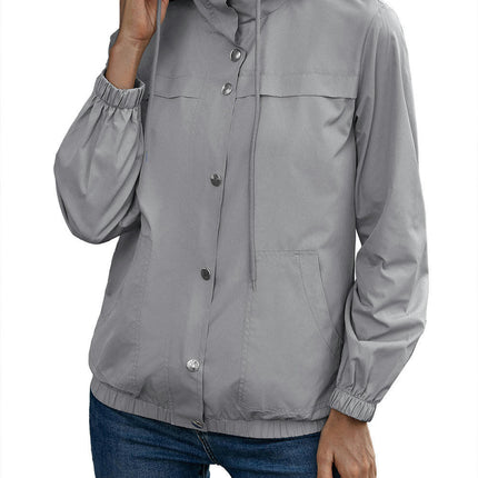 Hooded Rainproof Windproof Jacket-Lightweight Outerwear Tops Women