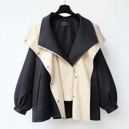 Spring And Autumn Women's Mid-Length Trench Coat Hooded Zipper Loose Korean Workwear Jacket